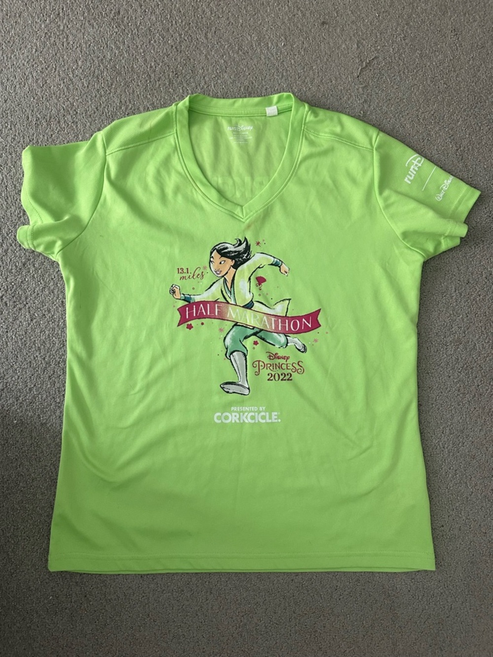 Disney Princess 2022 Lime Half Marathon Women's V-Neck Shirt